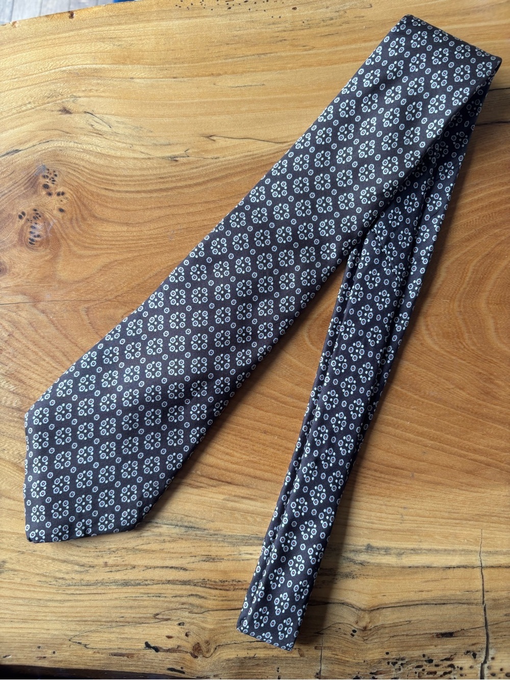 Vintage Christian Dior Cravates Silk Tie Paris New York Geometric Medallion